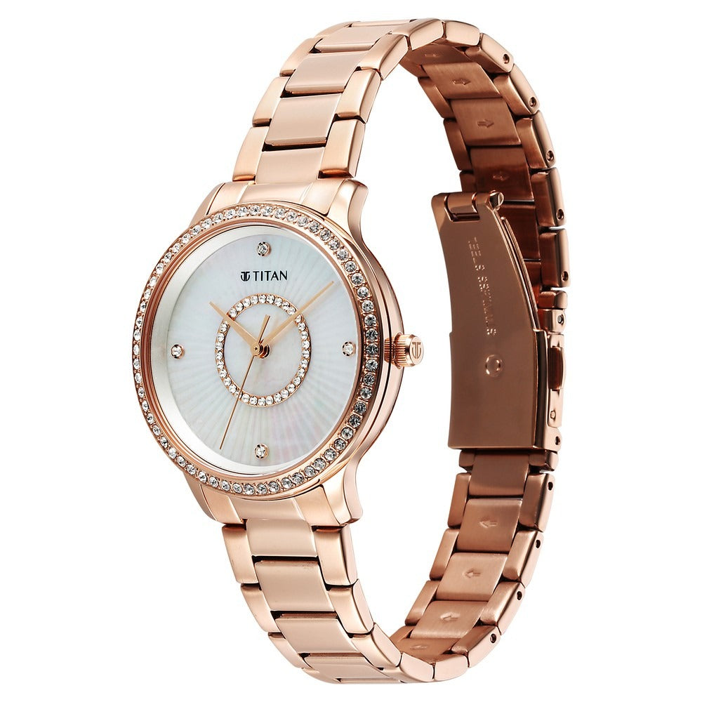 Titan Glamour Rose Gold Mother of Pearl Dial Women&