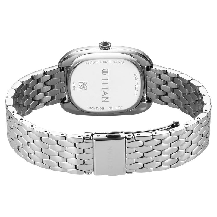 Titan Purple Glamour Blue Dial Silver Bracelet Women&