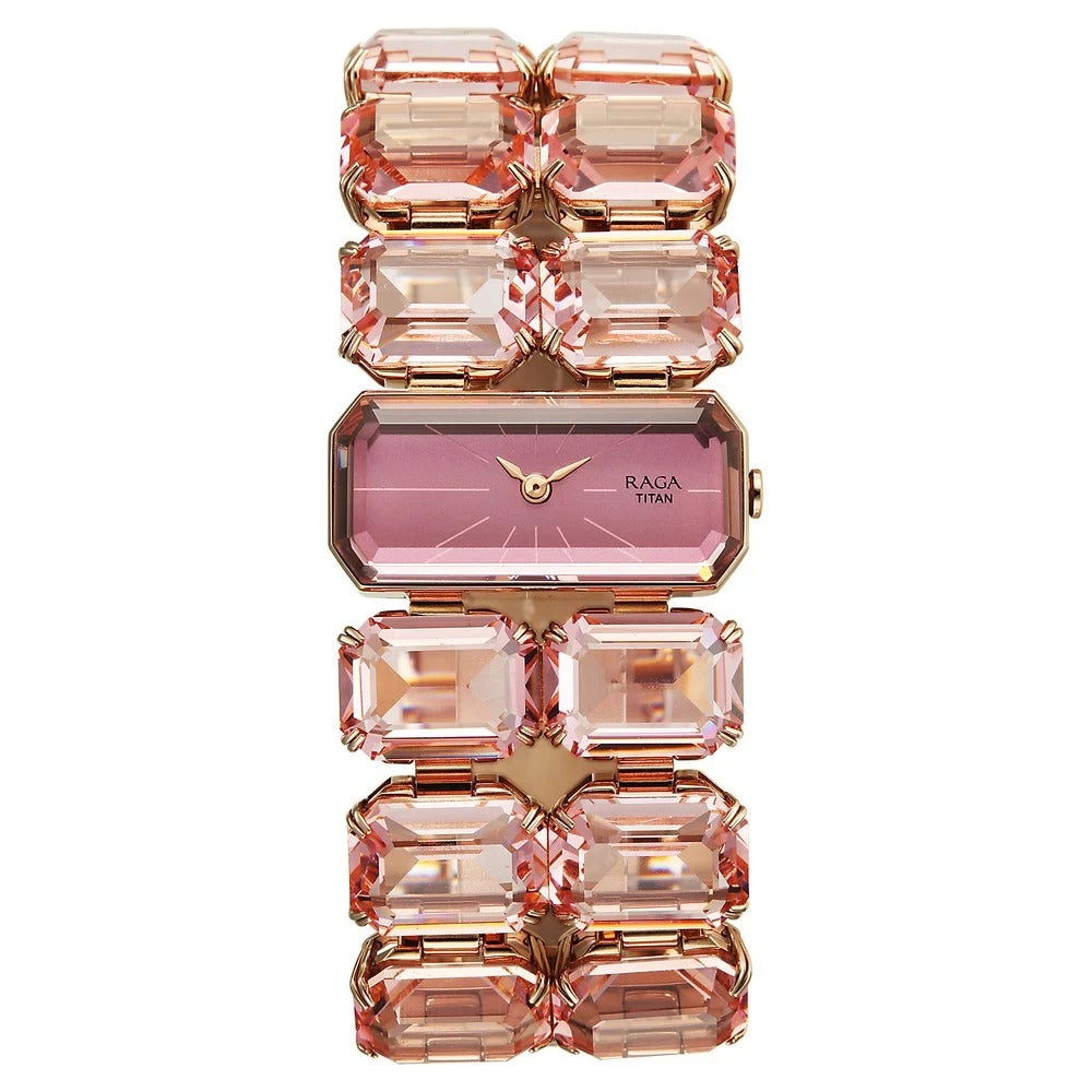 Titan Raga Cocktails Rose Gold Embellished Dial Women&