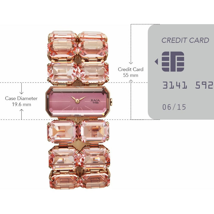 Titan Raga Cocktails Rose Gold Embellished Dial Women&