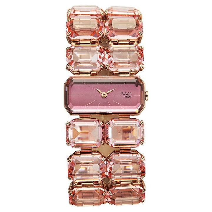 Titan Raga Cocktails Rose Gold Embellished Dial Women&