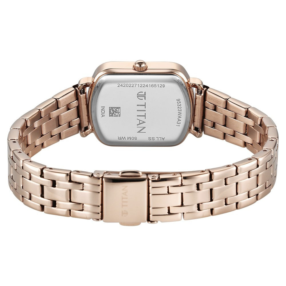 Titan Purple Metro Red Dial Rose Gold Crystal Women&