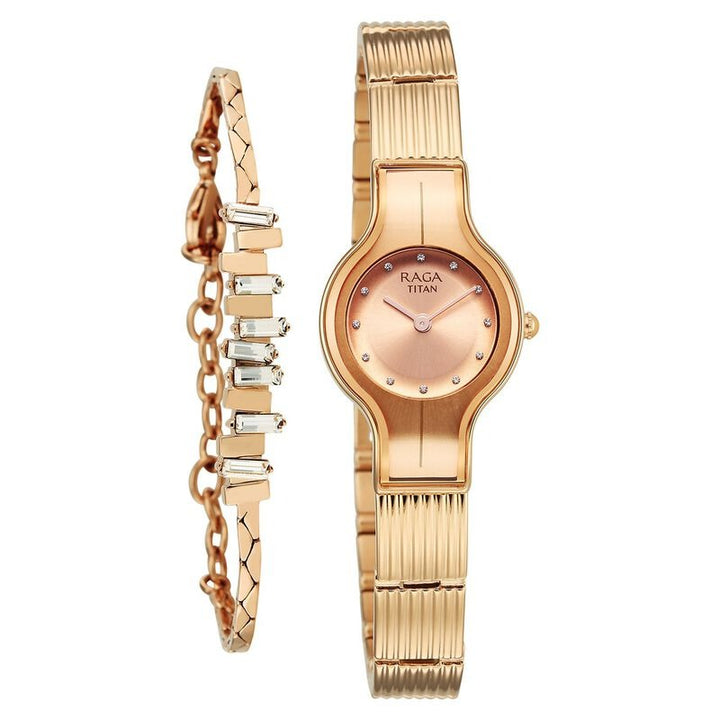 Titan Raga Glimmers Rose Gold Mother of Pearl Women&