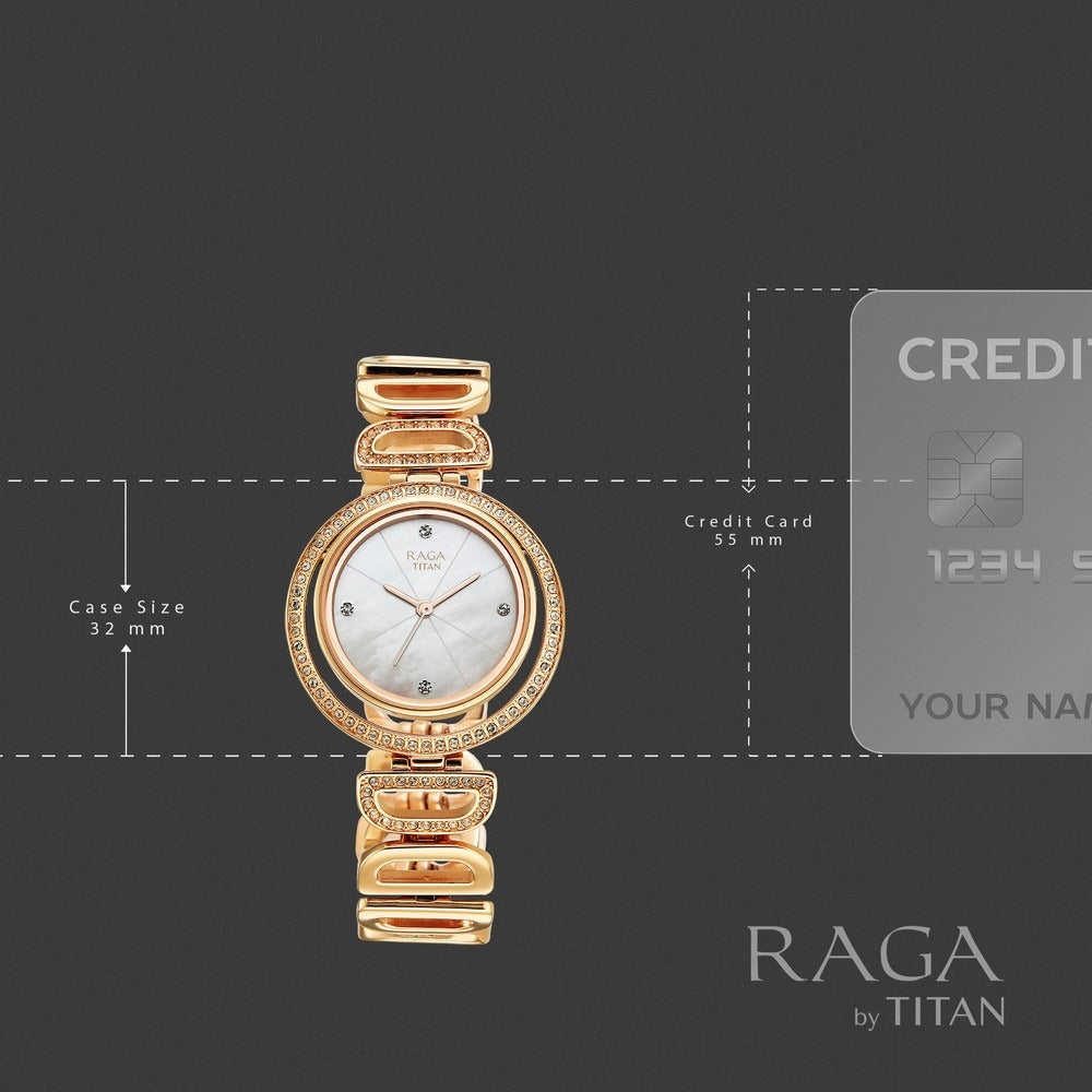 Titan Raga Glimmers Mother of Pearl Rose Gold Bracelet Women&