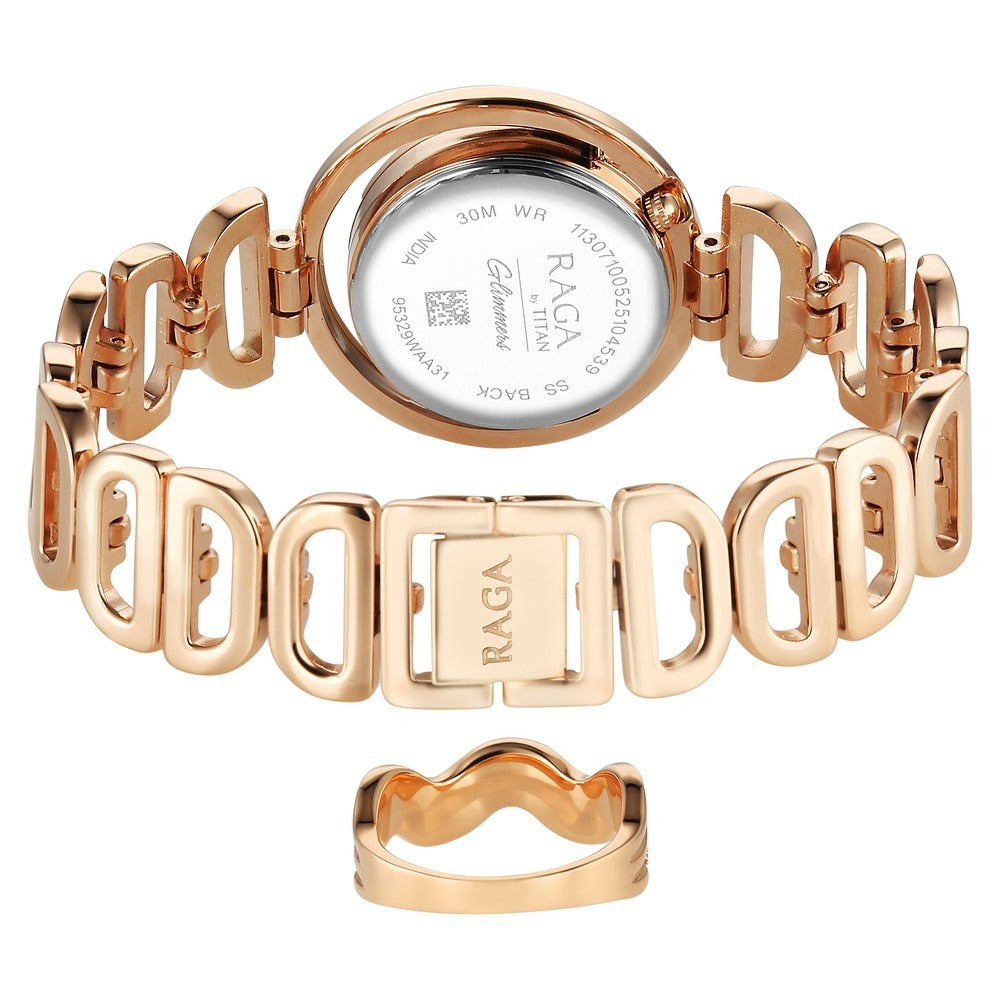 Titan Raga Glimmers Mother of Pearl Rose Gold Bracelet Women&