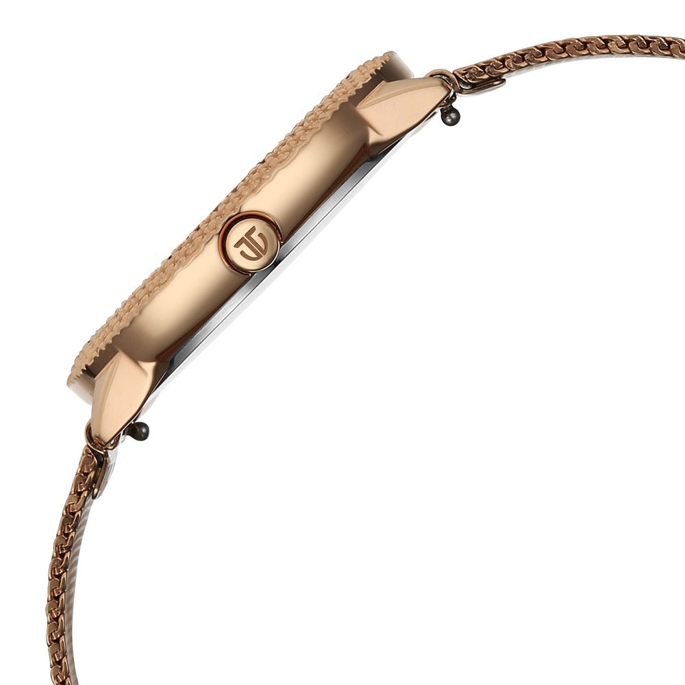 Titan Purple Oro Time Dark Green MOP Mesh Bracelet Women&