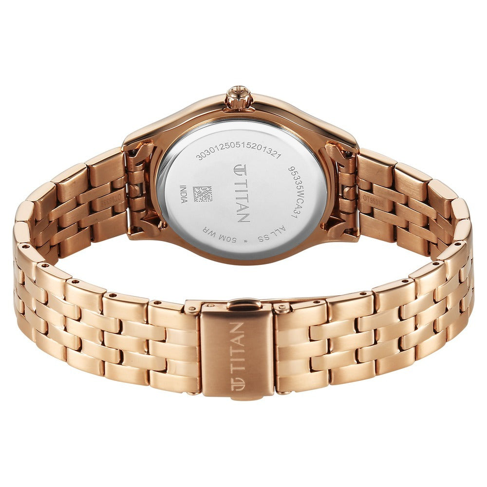 Titan Glamour Oval White Mother of Pearl Rose Gold Women&