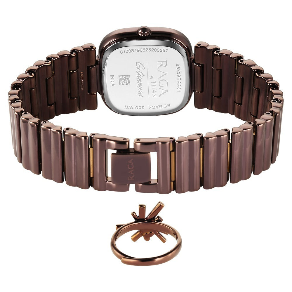Titan Raga Glimmers Brown Mother of Pearl Dial Women&