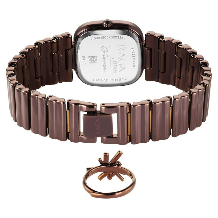 Titan Raga Glimmers Brown Mother of Pearl Dial Women&