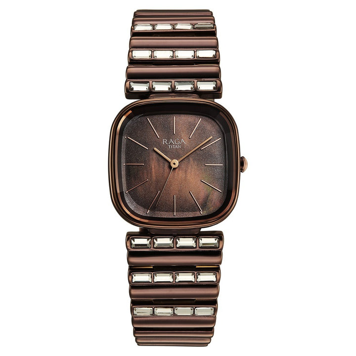 Titan Raga Glimmers Brown Mother of Pearl Dial Women&