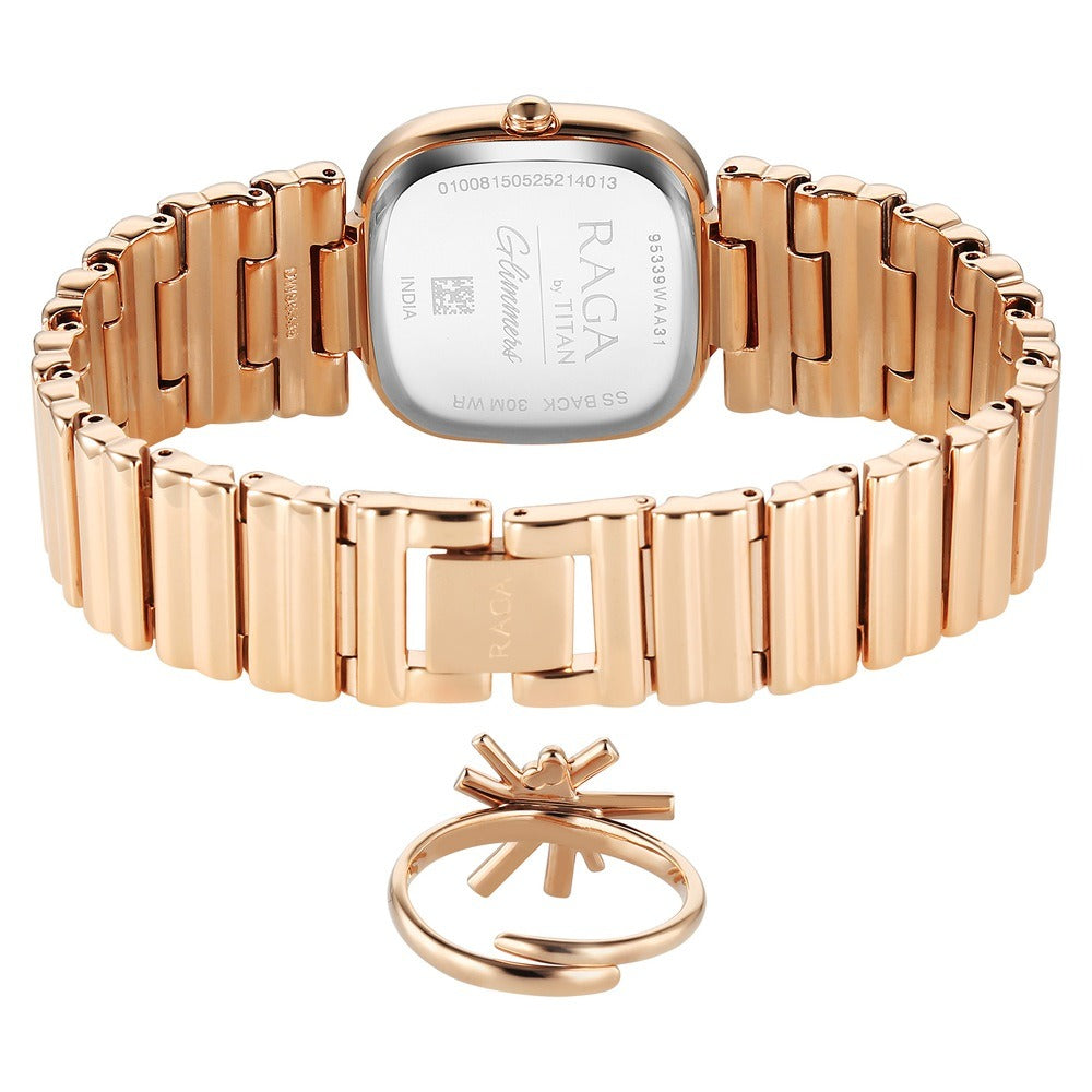Titan Raga Glimmers Rose Gold Mother of Pearl Shaped Women&