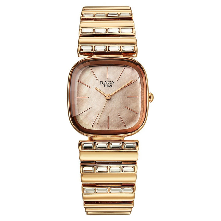 Titan Raga Glimmers Rose Gold Mother of Pearl Shaped Women&