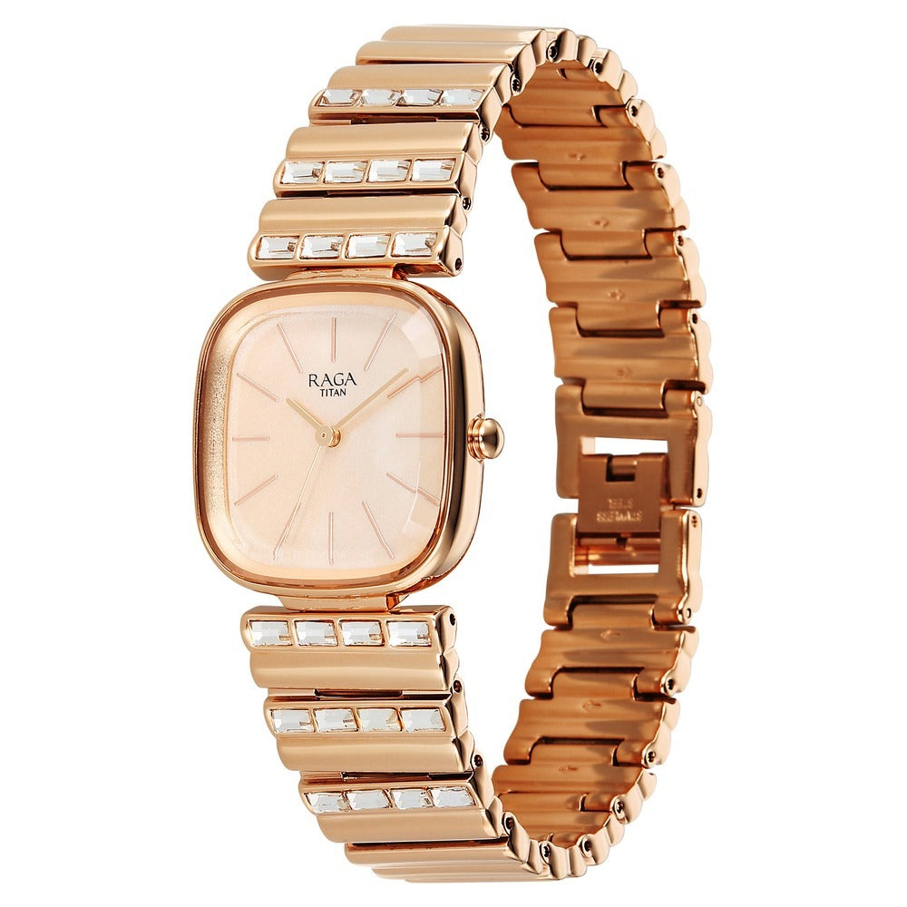 Titan Raga Glimmers Rose Gold Mother of Pearl Shaped Women&
