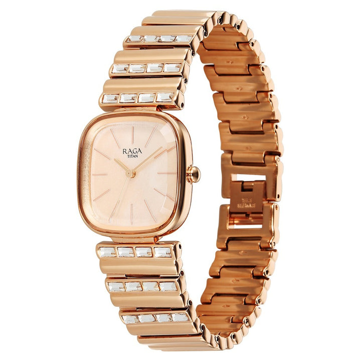 Titan Raga Glimmers Rose Gold Mother of Pearl Shaped Women&
