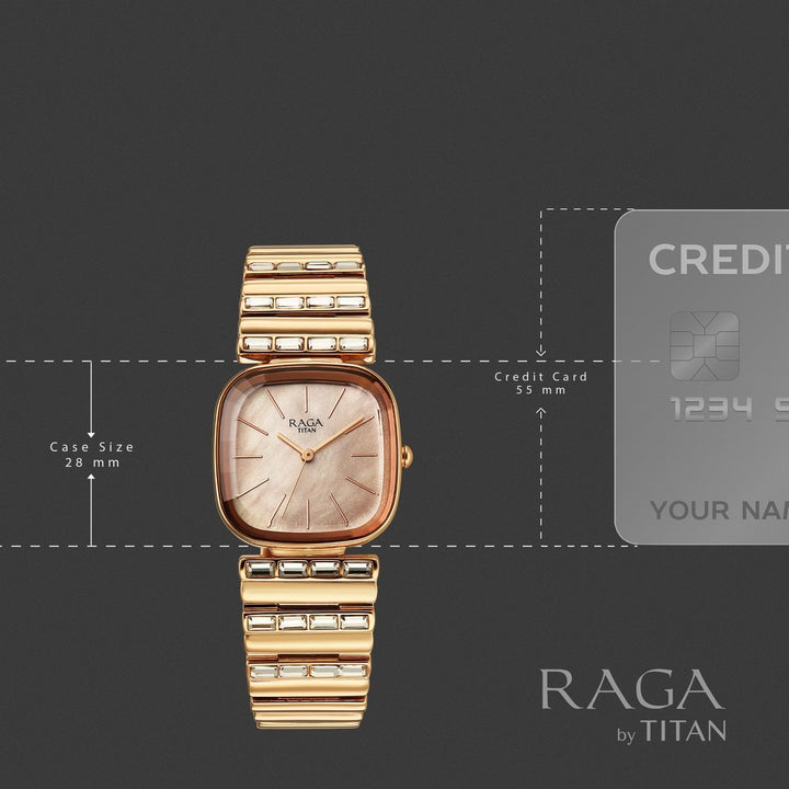 Titan Raga Glimmers Rose Gold Mother of Pearl Shaped Women&