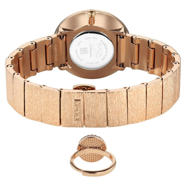 Titan Raga Glimmers 35mm Mother of Pearl Rose Gold Women&