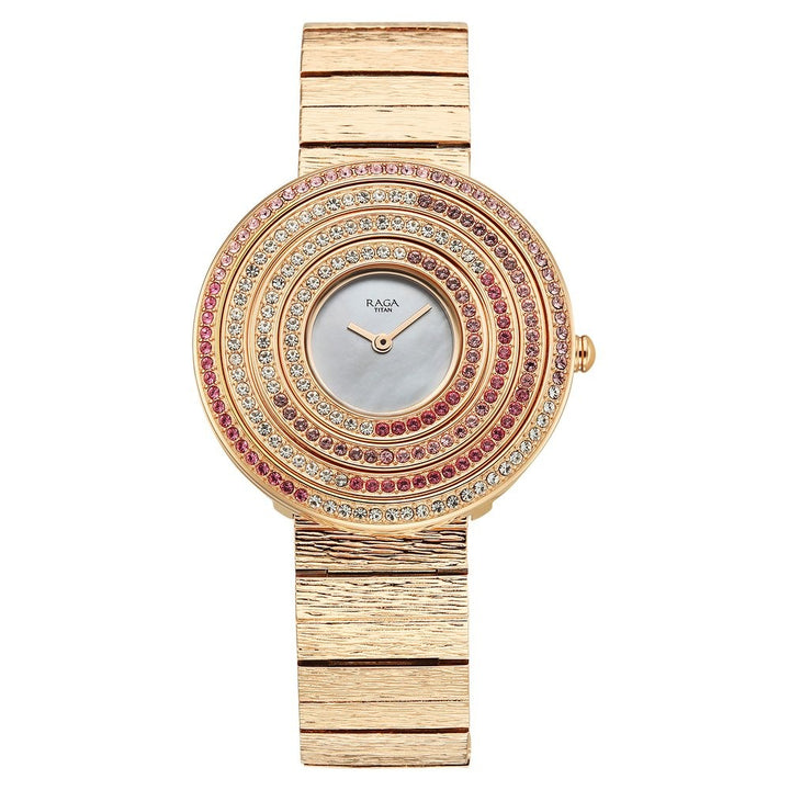 Titan Raga Glimmers 35mm Mother of Pearl Rose Gold Women&
