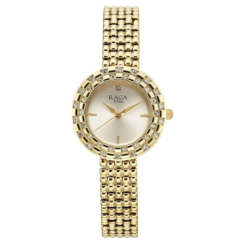 Titan Raga Showstopper Champagne Dial Date Women&