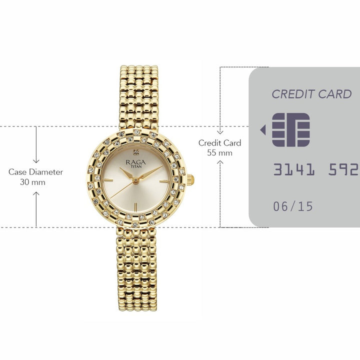Titan Raga Showstopper Champagne Dial Date Women&
