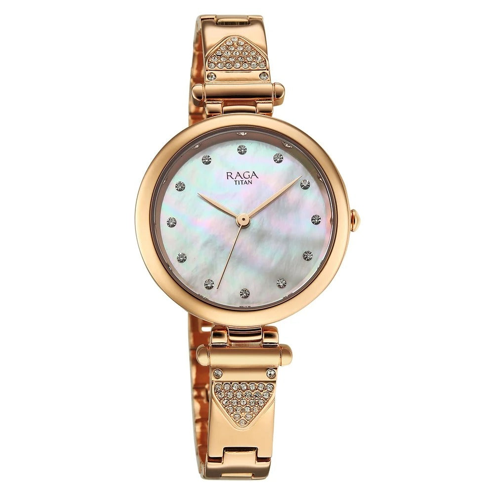 Titan Raga Glimmers Mother of Pearl Rose Gold Bracelet Women&
