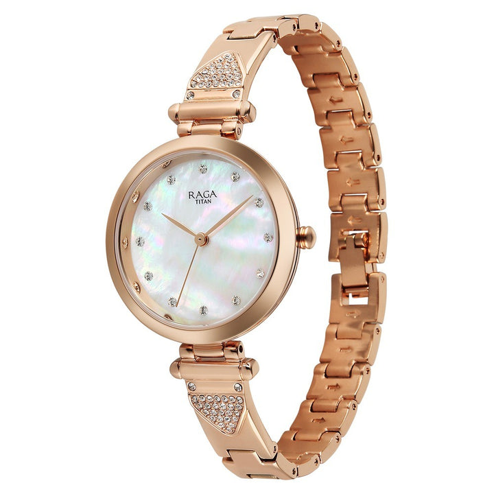 Titan Raga Glimmers Mother of Pearl Rose Gold Bracelet Women&