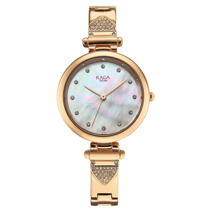 Titan Raga Glimmers Mother of Pearl Rose Gold Bracelet Women&