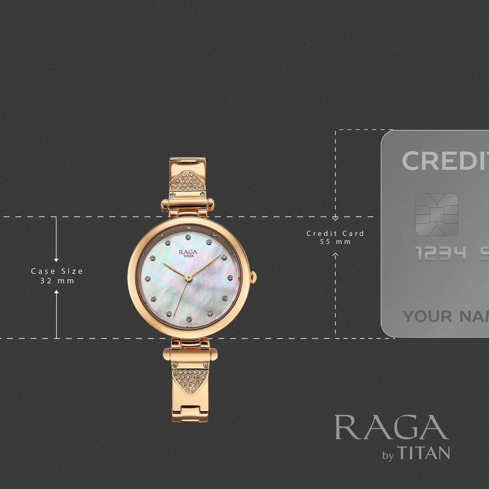 Titan Raga Glimmers Mother of Pearl Rose Gold Bracelet Women&