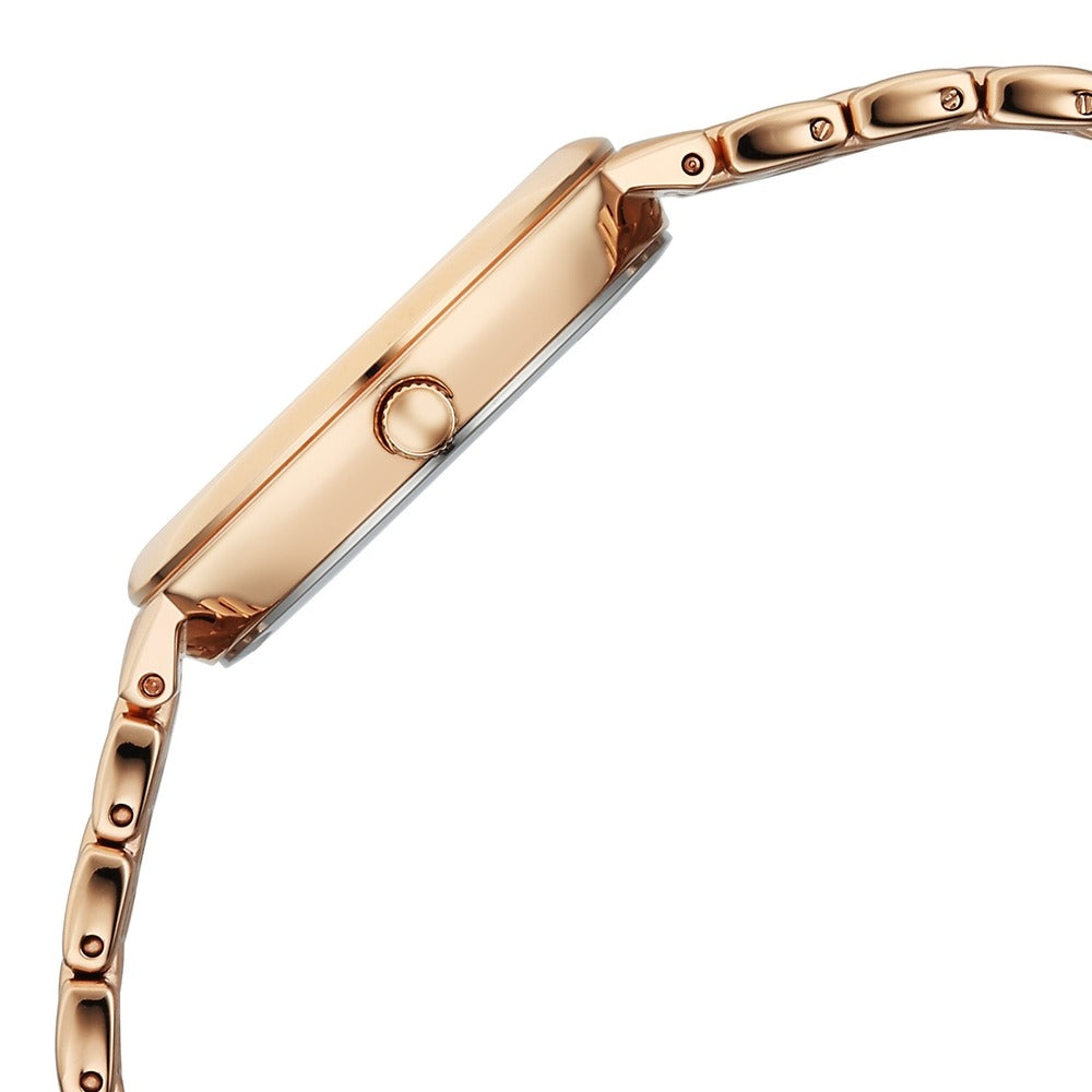 Titan Eminence Pink Dial Rose Gold Fluid Bracelet Women&