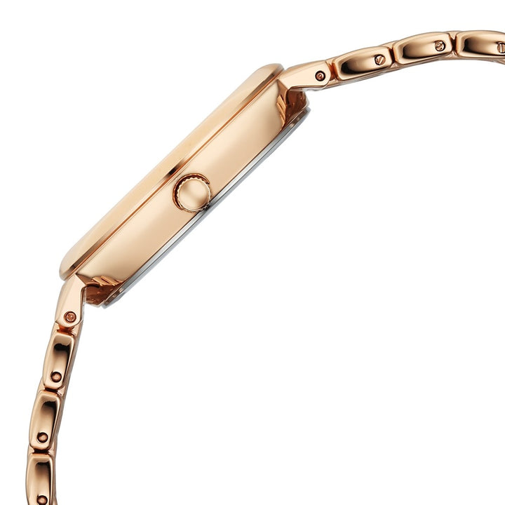 Titan Eminence Pink Dial Rose Gold Fluid Bracelet Women&