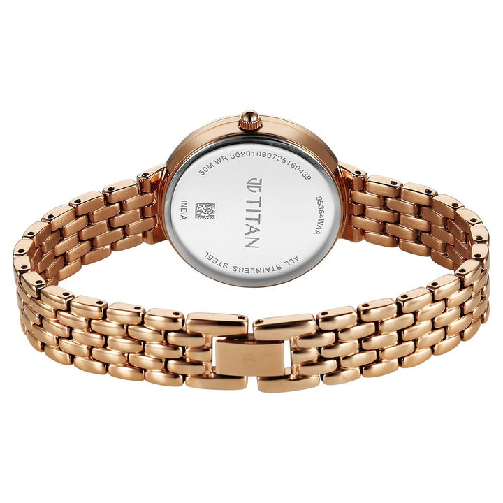 Titan Eminence Pink Dial Rose Gold Fluid Bracelet Women&