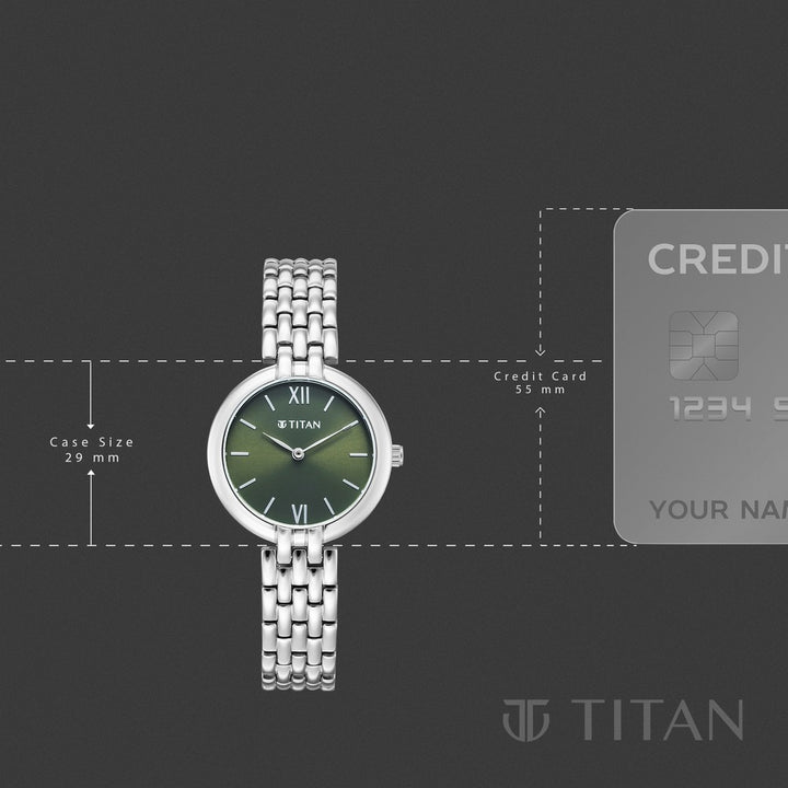 Titan Workday Wonders Green Dial Stainless Steel Women&