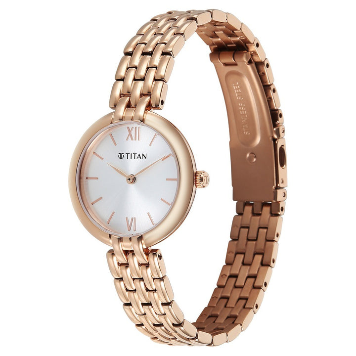 Titan Workday Wonders Silver Sunray Dial Stainless Steel Women&
