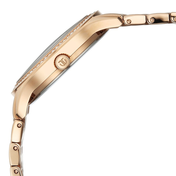 Titan Glamour Blue Dial Crystal Bezel Rose Gold Bracelet Women&