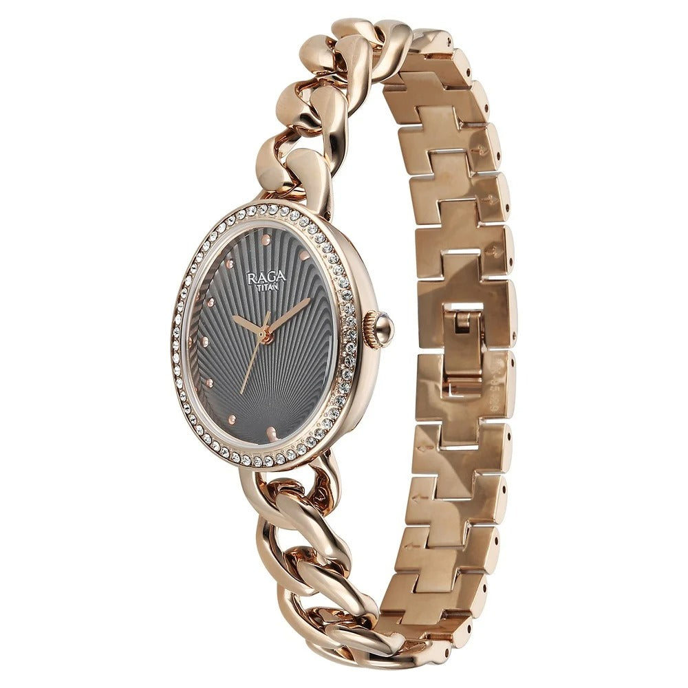 Titan Raga Spotlight Grey Dial Rose Gold Bracelet Women&