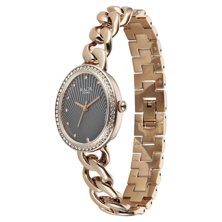 Titan Raga Spotlight Grey Dial Rose Gold Bracelet Women&
