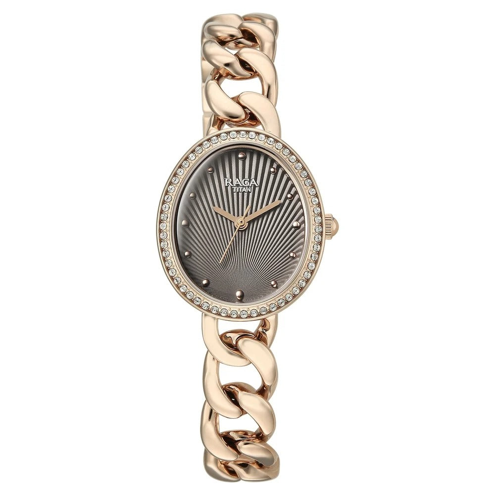 Titan Raga Spotlight Grey Dial Rose Gold Bracelet Women&