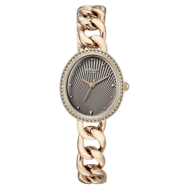 Titan Raga Spotlight Grey Dial Rose Gold Bracelet Women&