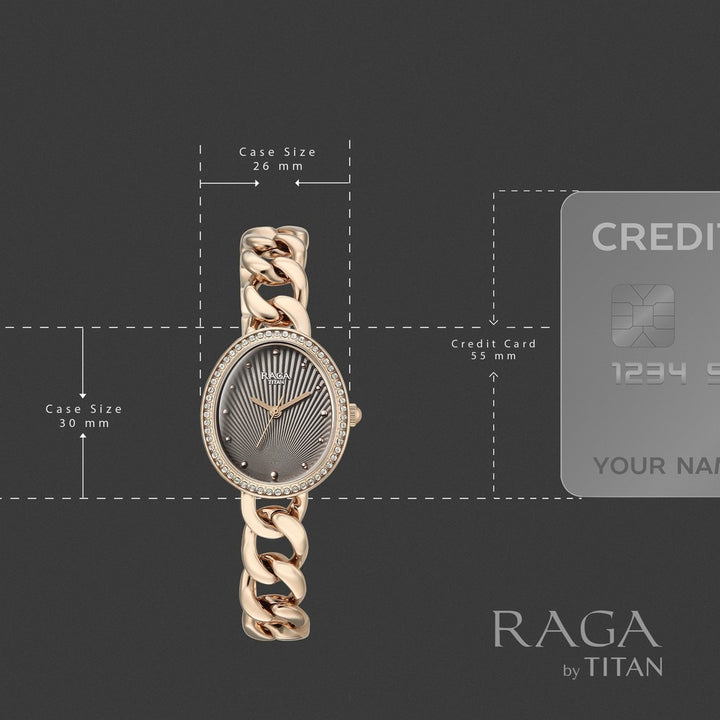 Titan Raga Spotlight Grey Dial Rose Gold Bracelet Women&