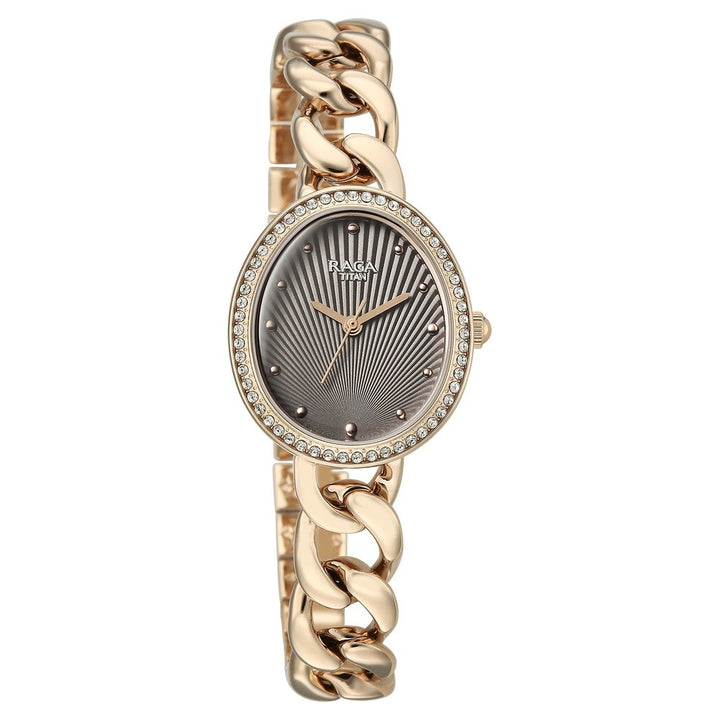 Titan Raga Spotlight Grey Dial Rose Gold Bracelet Women&
