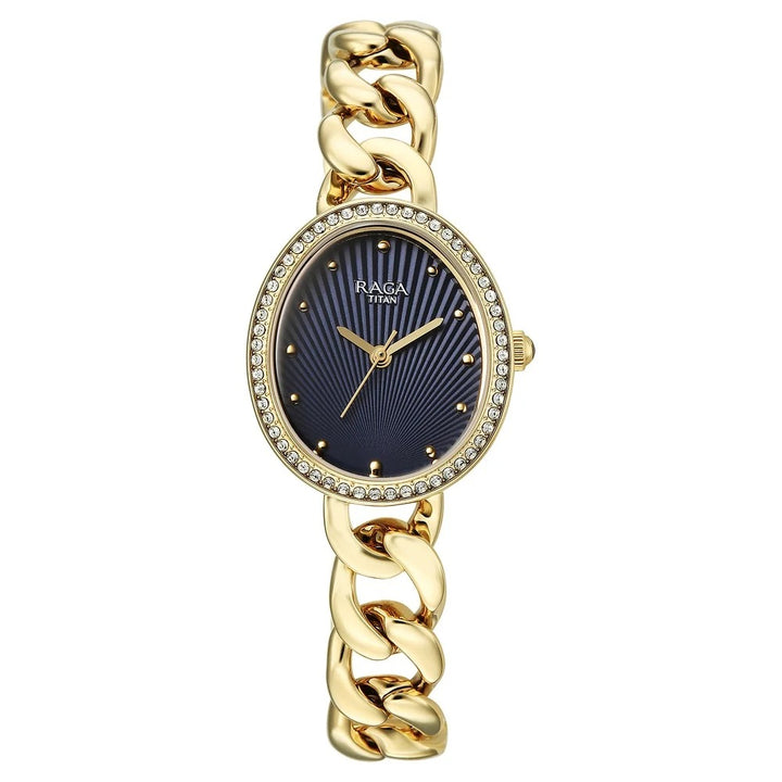 Titan Raga Spotlight Blue Dial Gold Bracelet Women&