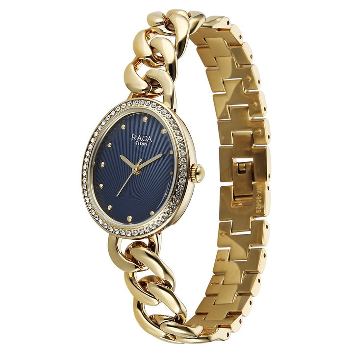 Titan Raga Spotlight Blue Dial Gold Bracelet Women&