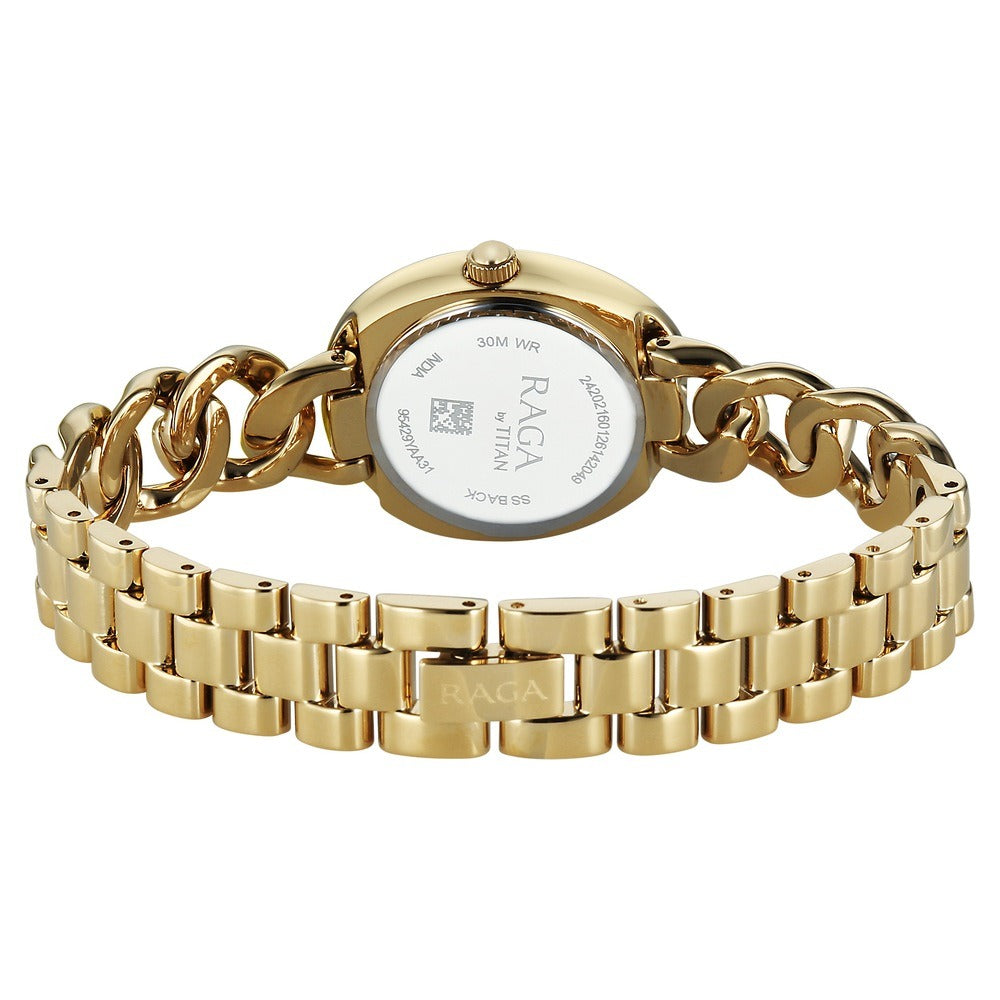 Titan Raga Spotlight Blue Dial Gold Bracelet Women&