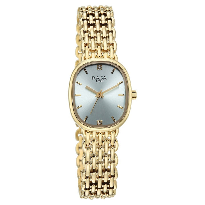 Titan Raga Spotlight Blue Dial Gold Bracelet Women&