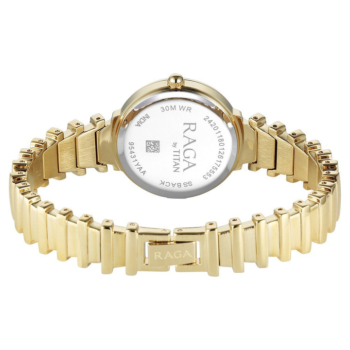 Titan Raga Spotlight Silver Dial Gold Bracelet Round Women&