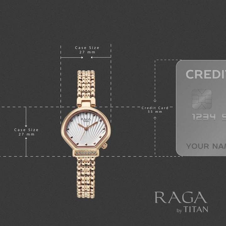 Titan Raga Spotlight White Dial Rose Gold Bracelet Women&
