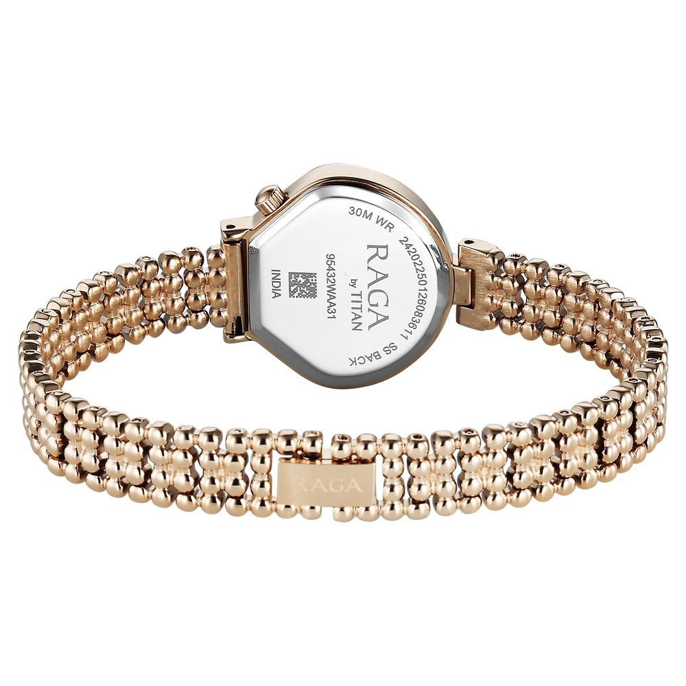 Titan Raga Spotlight White Dial Rose Gold Bracelet Women&