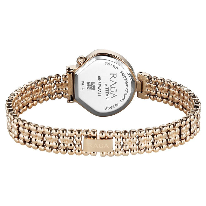 Titan Raga Spotlight White Dial Rose Gold Bracelet Women&