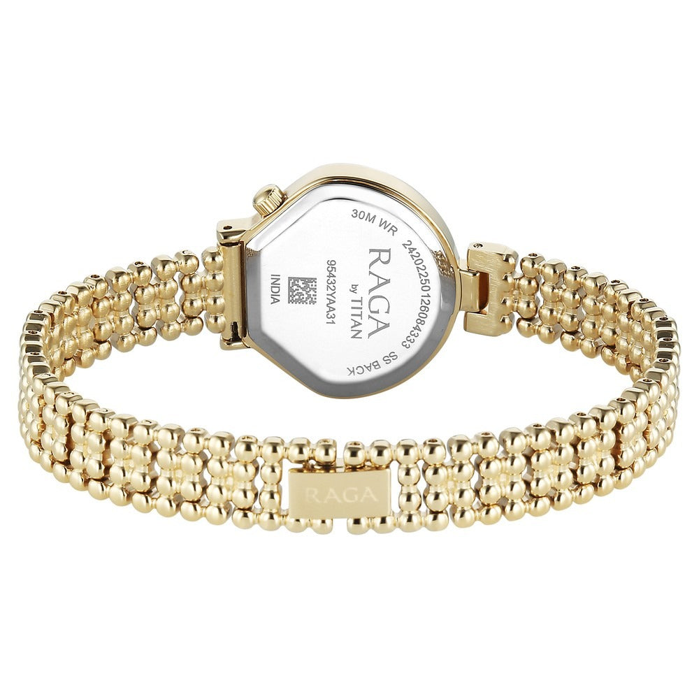Titan Raga Spotlight White Dial Gold Bracelet Women&