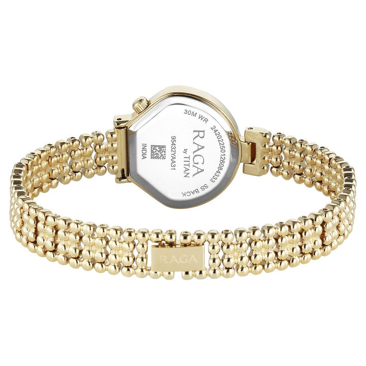 Titan Raga Spotlight White Dial Gold Bracelet Women&
