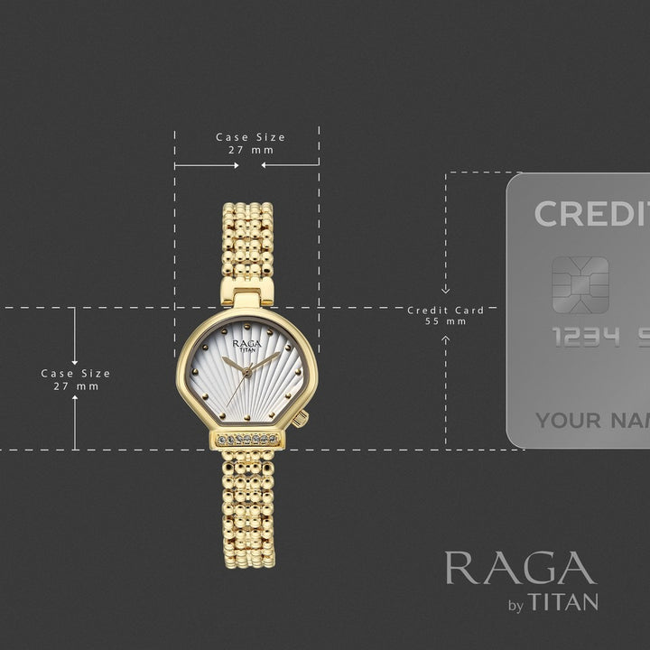 Titan Raga Spotlight White Dial Gold Bracelet Women&
